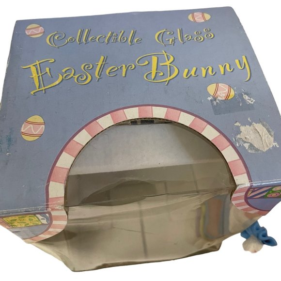 Easter Bunny Rabbit Glass Ball Polymer Clay White Pink Flowers Figure Décor 8" - Picture 13 of 13